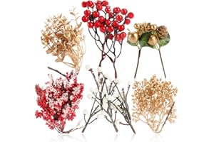 ‎COM-FOUR COM-FOUR® Weihnachtsdekoration - dekorative Zweige zum Basteln - weihnachtliche Streudeko - Bastel Set - Weihnachtspotpourri als Tischdeko (6X Beutel: Zweige)