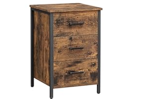 ‎VASAGLE VASAGLE szafka nocna z 3 szufladami, szafka nocna, stolik boczny, sypialnia, pokój dzienny, 40 x 40 x 60 cm, wzornictwo przemysłowe, vintage brązowo-czarny LET509B01