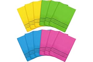 Tatuo 12 Pieces Korean Exfoliating Mitt Glove Italy Towel Body Skin Scrubber Exfoliating Scrubber for Remove Dead Skin Washcloth Korean(Small,Yellow, Green, Blue, Pink)