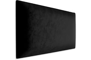 Muralo Samt Wandkissen Stoff Polsterpaneel Schlafzimmer Wohnzimmer Bett Wandpolster Bettkopfteil Lendekissen Modern Luxus Gepolstert Polster Paneel (Schwarz, 60 cm x 40 cm)