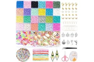 Ouzionz Perline per Braccialetti,6837 Perle di Vetro Colorate da 3mm Da Infilare con Lettere Set di Perle per Braccialetti,Kit di Perle di Vetro per Fai da Te per Creazione con Bracciale