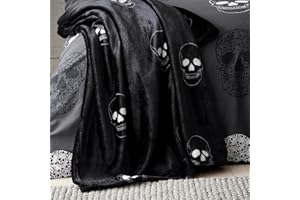 Catherine Lansfield Czaszki polar przytulny koc polarowy 130 x 170 cm narzuta szary