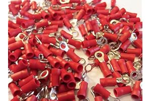 L.K.S CONNECTIONS red 4.3mm ring terminal crimp connector (for 4.0mm bolt/screw) 25 50 100 pack (50)