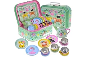 Jewelkeeper - Service à Thé pour Enfants, Dînette et Son Coffret Jouet, 15 Pièces - Modèle Safari