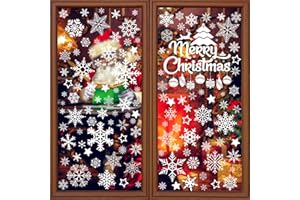 Funnlot 345 Pcs Snowflake Window Stickers Christmas Window Stickers Snowflake 10 Sheets Christmas Snowflakes Window Clings Double Sides White Xmas Snowflakes Stickers for Window Reusable for Glass