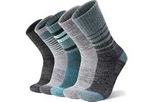 ANTSANG Chaussettes Unisex en Laine Mérinos pour Hommes Femmes Randonnée Marche Chaudes Épaisses Hiver Montantes Chaussures de Travail 5 Paires