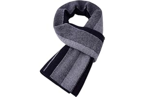 WANYING Elegante Sciarpa Cashmere da Uomo con 35% Cashmere e 65% Lana Misto Sciarpa a Maglia di Lana da Uomo Super Calda Morbida Casual Business - a Quadretti a Righe