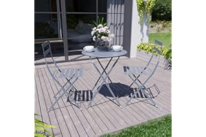 Garden Vida Ensemble bistrot, Acier allié, Gris Foncé, H 71 x W 60 x D 60 cm Approx