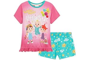 Cocomelon Pigiama Bambina, Pigiama Corto per Bimba da 18 Mesi A 5 Anni, Pigiami Estivi A Maniche Corte