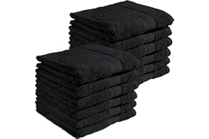 ‎REDBEST REDBEST Handtuchset, Frottierset 12er-Pack Chicago - saugstark, strapazierfähig, ideal für Reisen, Sport - schwarz Größe 50x80 cm (weitere Farben)