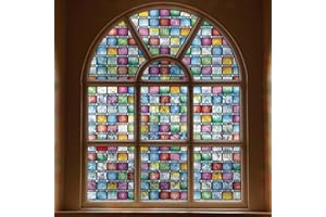 FEOMOS Stained Glass Window Film, Rainbow Window Tint, Window Privacy Films, Decorative Window Stickers for Home Anti UV 60x300 cm