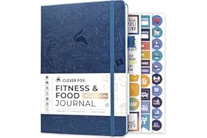 Clever Fox Fitness & Food Journal – Nutrition & Workout Planner for Women & Men – Diet & Gym Exercise Log Book with Calendars, Diet & Training Trackers - Undated, A5, Hardcover (Mystic Blue)