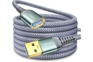 AINOPE USB Verlängerung Kabel 3M USB Verlängerungskabel 3.0 A Stecker auf A Buchse mit eleganten Alluminiumsteckern, Nylon Stoffmantel für Kartenlesegerät,Tastatur, Drucker, Scanner, Kamera