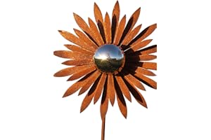 Bornhöft Décoration de jardin en métal rouillé avec boule en acier inoxydable pointue