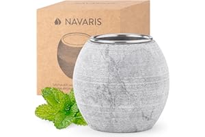 Navaris Stone Sauna Aromatherapy Cup - Ø 5cm Soapstone and Stainless Steel Aroma Bowl for Fragrance in Saunas - Home Sauna Accessories