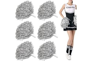 Niuhong 6 PCS Cheer Leader Poms Pom Brillante Pallina di Applauso Metallico Tifo di Squadra Pompon Farben Fiori a Mano Pompon Spirito Tifo Pom Colori Confezione Squadra di Giochi Sportivi (d'Argento)