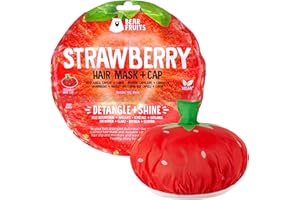 Bear Fruits Strawberry Entwirren + Glanz Haarmaske mit wiederverwendbarer Haube, 20 ml