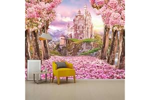 FENDROM Castle Tapestry Pink Flower in Fantasy Forest Wall Hanging FairyTale Tapestries for Kids Bedroom Living Room Dorm Party Wall Decor