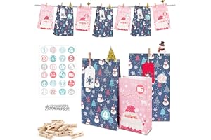 ‎ANPLUS Adventskalender Zum Befüllen Kinder Groß, Geschenk Papiertueten Zum Selber Befüllen Basteln Advents Tüten, Adventskalender Zum Befüllen Groß XXL, Adventskalender Selber Machen, Weihnachtskarten –24-PC