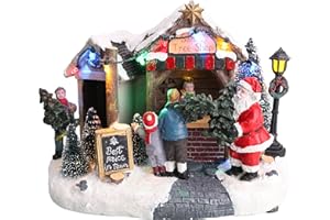 Christmas Concepts® - 8" (20cm) Scène de Village illuminée à Del (La Boutique de l'arbre du père Noël)