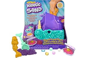 Kinetic Sand, Mermaid Crystal Playset, 481g of Play Sand, Gold Shimmer Sand, Storage and Tools, Sensory Toys for Kids Aged 3 and up