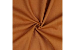 VMG-STORE Tessuto di lino al metro, tinta unita, 100% lino, tessuto naturale Oeko-Tex 140 cm di larghezza (037 I cognac)