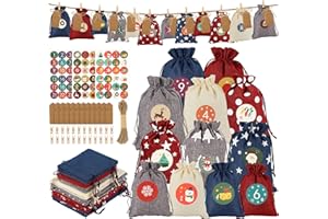 Gucass 24X Adventskalender zum Befüllen, 2025 Adventskalender Säckchen Groß Weihnachtskalender Selbst Befüllen, Weihnachten Advents Kalender Stoffbeutel für Kinder Frauen Mädchen
