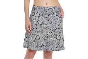 Westkun Jupe Short Femme Modeste Jupe Longueur Genoux Course à Pied Athlétique Skort Voyage Golf Plus La Taille Jupe-Short de Sport avec Poches
