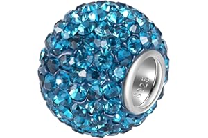 ANDANTE-Stones 925 Sterling Silber Kristall Glitzer Strass Bead Charm True Magic (Dunkel Türkis) als Kettenanhänger oder Element für Bettelarmbänder + Organzasäckchen