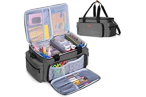 Luxja High Capacity Craft Bag with Shoulder Strap, Craft Tote for Art, Scrapbooking or Sewing Supplies (Bag Only), Grey