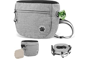 JETOP Premium Dog Treat Pouch for Dog Training Large Capacity Dog Walking Bag with Poop Bag Holder Dog Treat Bag with Adjustable Belt Puppy Treat Bag Dog Walking Bum Bag for Men and Women