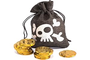 papapanda Piraten Schatzbeutel Geldbeutel Geldsack Goldmünzen Kapitän Tasche Totenkopf Goldtaler für Piratenkostüm
