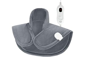 ALLJOY Térmica Eléctrica para Cuello y Hombro, Almohadilla Térmica Cervical para Aliviar el Dolor de Cuello, 4 Niveles de Calor, 1.5 Hour Auto Off Timer, Lavable a Máquina, 48 x 58 cm, Grigio
