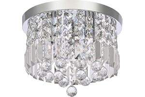 ‎A1A9 A1A9 Moderne Kristallleuchterbeleuchtung, runde Unterputz LED Deckenleuchte, elegante Chrom Pendelleuchte für Esszimmer Badezimmer Schlafzimmer Wohnzimmer Lounge (D30cm)