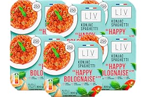 LIV HAPPY FOOD LÏV Happy Food - Plat Cuisiné Individuel HAPPY Bolognaise aux Spaghettis de Konjac - Pâtes sans gluten - Plante Konjac & Farine d'Avoine - Gluten Free, Faible en calorie - 6x300g