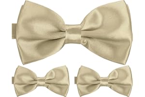 BomGuard Lot de 3 nœuds papillon homme – Champagne métallisé