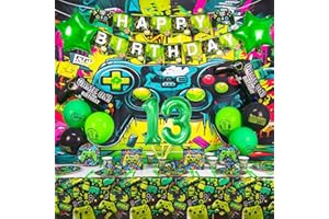 Sylphlikeoniric Videospiel Partygeschirr Geburtstag Deko 13 Jahre, Playstation Deko Geburtstag Junge Zocker, Gaming Luftballon Banner Teller Tasse Servietten Tischdecke Stroh (Gamer Geschirr 13 Jahre)