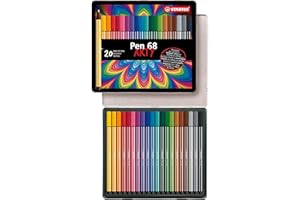STABILO Pen 68 - Pennarello Premium - ARTY - Scatola in Metallo da 20 - Colori Assortiti