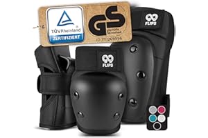 ‎99FLIPS 99FLIPS Inliner Schoner Erwachsene mit GS [6er Set] DIVE - M in Schwarz - Schoner Inliner Damen schützer inliner erwachsene - Knieschoner Kinder 12 Jahre protektoren Skateboard