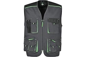 BWOLF Brave - Chaleco de trabajo multifuncional para hombre con bolsillos con cremallera + reforzado con poliéster Oxford 600D