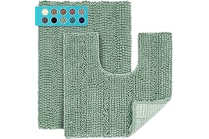 JARITTO Bath Mat Set 2 Pieces Non Slip Bathroom Mat for Shower Bathtub & Pedestal Mat for Toilet Curved U Shape Rug Machine Washable Absorbent Microfiber - 43X61cm + 51x51cm (Clearly Aqua)