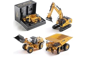 Top Race Diecast Construction Trucks Model Set Toy Excavator , Dump Truck and Front Loader Models - Toys in Beautiful Gift Box Packaging - Kids Adults ages 3 + (123D SET 3)