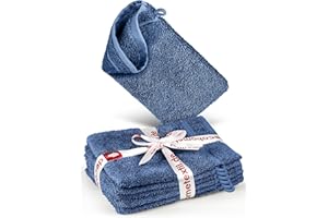 ‎DECOHOMETEXTIL HEIMTEXTILMANUFAKTUR DecoHomeTextil Handtuch-Set 6 Waschlappen 15 x 21 cm in Blau aus 100% Baumwolle, hochwertig, kuschelweich und saugstark