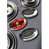 3'l&uuml; Paslanmaz &Ccedil;elik Kayık Tabak Sunum Meze Tabağı 18 x 11 cm - D&uuml;z