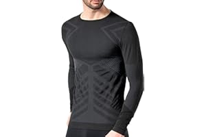 Risalti Camiseta Termica Hombre Manga Larga Energy - Jersey Técnico, Transpirable, Compresivo, Ropa Interior Térmica Sin Costuras y Etiquetas, Esquí, Trekking, Running, Ciclismo - Made in Italy