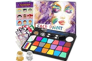 Gontence Face Paint Kit for Kids - Face Paints for Children - 20 Color Face Painting Kit with Rainbow Face Paint - Halloween Face Paint - Professional Halloween Make Up Kit for Kids Adults