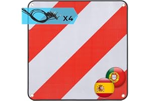 JOYTUTUS Señal de advertencia de España, 50 x 50 cm, reflectante con 4 correas tensoras, rojo y blanco, para portabicicletas, autocaravanas