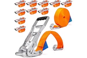 ‎INDUSTRIE PLANET INDUSTRIE PLANET 10 Stück 5000kg 8m Spanngurte mit Ratsche Ergo Langhebelratsche 50mm 2500 daN Ratschengurte Zurrgurte