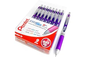 Pentel EnerGel XM BL77 - Bolígrafo retráctil de tinta de gel líquido, 0,7 mm, 52% reciclado, cartera de 9, color morado