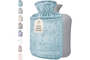 Qomfor Borsa Acqua Calda con Morbida Fodera in Peluche - 1,8L Grande Capienza - Boule Acqua Calda Premium per Alleviare il Dolore Muscolari, Dorsali, Mestruali e Calde Notti (Verde)